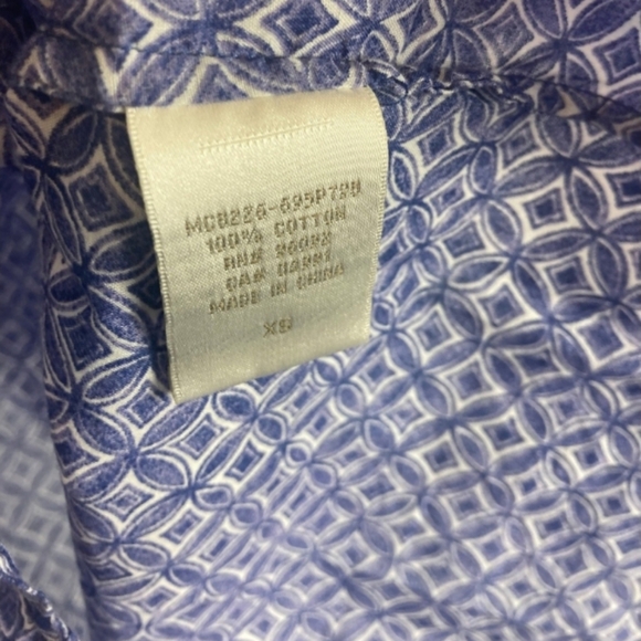 Kenar Blue Geometric 100% Cotton Long Sleeve Blouse, Size XS - Picture 8 of 8